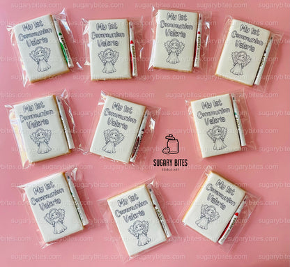 1st Communion Color me Cookies, Set of 12 Coloring Cookies with 12 Edible Markers, ** We can create/personalize any design of your choice **