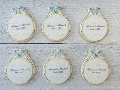 Wedding Ring Cookies,  Bridal Shower Cookies, **SET of 12 Cookies** Engagement Cookies, Bridal Party Gift, Bridal Flavors, Gourmet Fresh Cookies