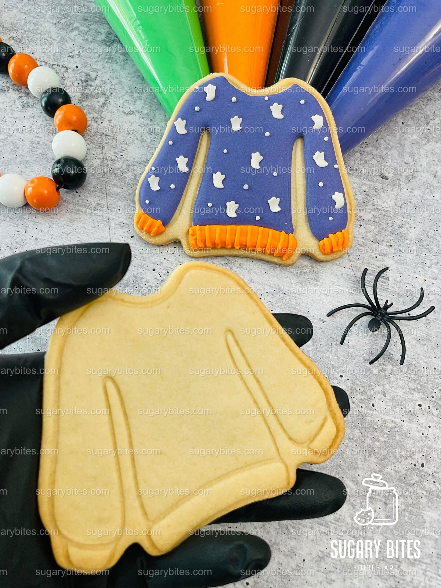 Spooky Sweater Cookie Decorating Kit, Halloween Ugly Sweaters, (Large Cookies)***INCLUDES 24 ITEMS** With 4 Icing Bags & 3 Deluxe Sprinkle!