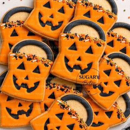 Halloween Pumpkin Cookie Favors – 12 Hand-Decorated Royal Icing Cookies | Individually Wrapped