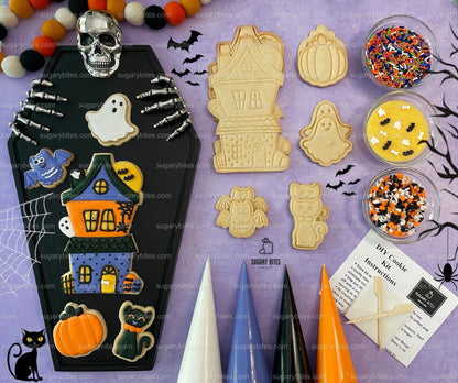 Halloween Cookie Decorating Kit, DIY Cookie Kit, (Large Cookies) ***INCLUDES 24 ITEMS*** With 4 Icing Bags & 3 Deluxe Sprinkle!!