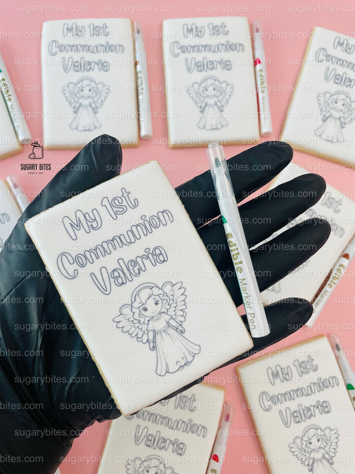 1st Communion Color me Cookies, Set of 12 Coloring Cookies with 12 Edible Markers, ** We can create/personalize any design of your choice **
