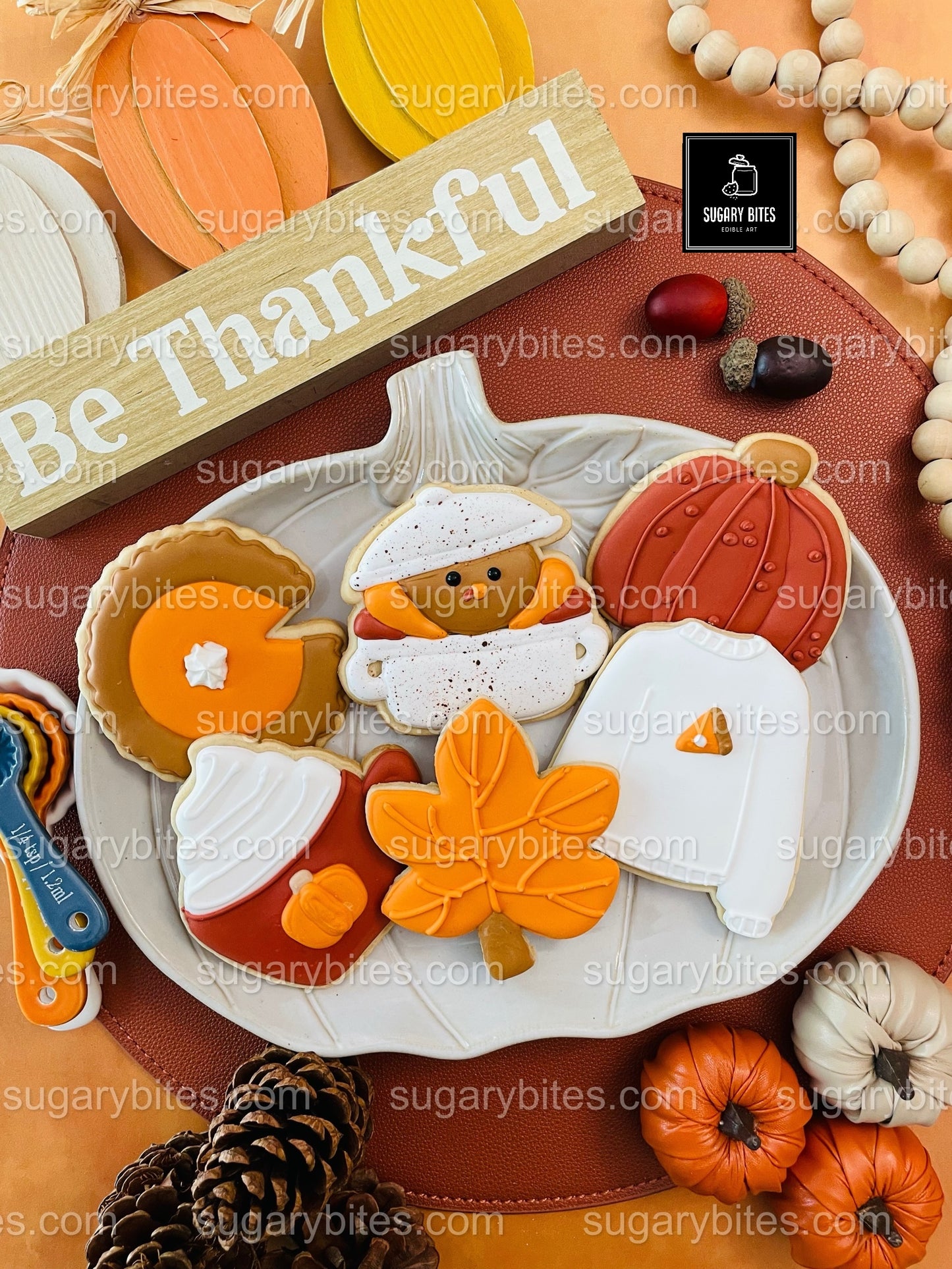 Fall Cookie Decorating Kit, ***INCLUDES 24 ITEMS*** Thanksgiving Cookies, Assorted Shaped Cookie Kit, (Large Cookies)