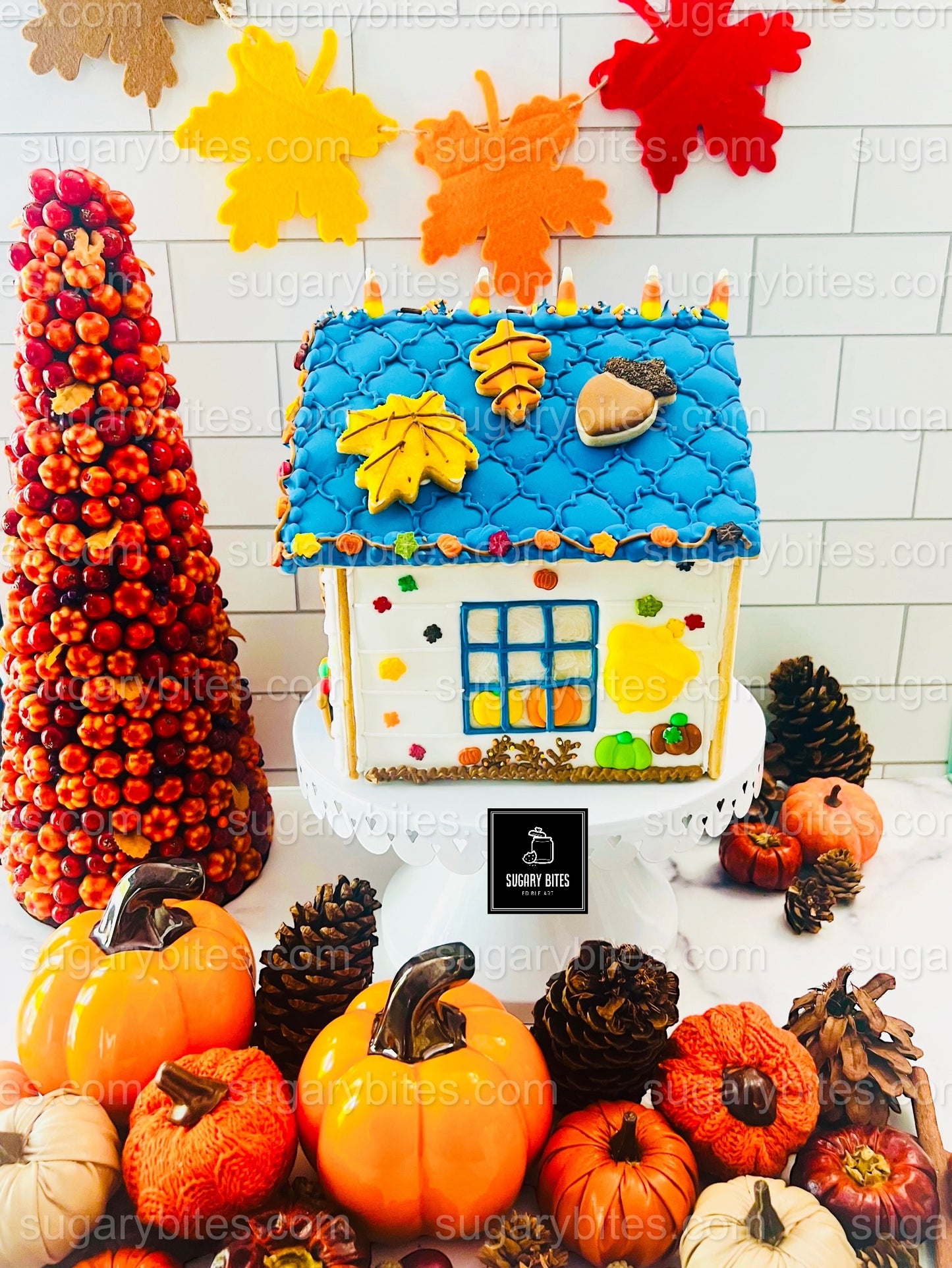 Fall Gingerbread House Cookie Decorating Kit, DIY Cookie Kit, (Large Cookies), ***INCLUDES 30 ITEMS***With 5 Icing Bags & 11 Deluxe Sprinkles