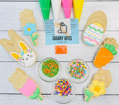 Easter Cookie Decorating Kit, DIY Spring Sugar Cookie Decorating Kit, **INCLUDES 23 ITEMS**, (Large Cookies)… with Free Bonus!!!