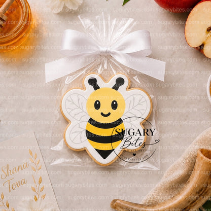 Rosh Hashanah Cookies Rosh Hashanah Printed Cookies – Set of 12 Large 4” Apple, Bee, Beehive & Star of David Cookies