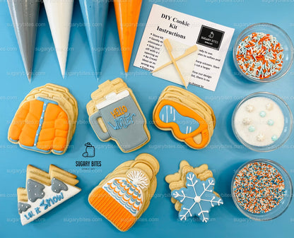 Winter Cookie Decorating Kit, Winter DIY Cookie Kit, (Large Cookies) ***INCLUDES 24 ITEMS*** With 4 Icing Bags & 3 Deluxe Sprinkle!!