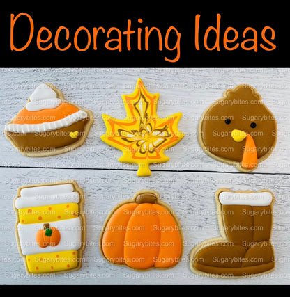 Fall Cookie Decorating Kit, Fall DIY Decorating Cookies Kit, (Large Cookies), **INCLUDES 24 ITEMS**, with 4 Icing Bags and 3 Sprinkles!