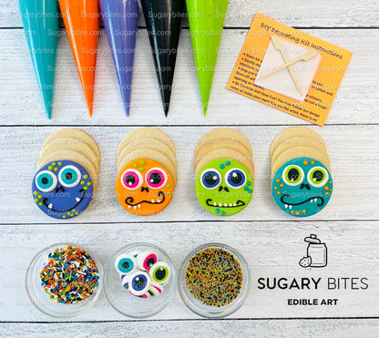 Halloween Cookie Decorating Kit, DIY Cookie Kit, (Large Cookies) ***INCLUDES 25 ITEMS***, Includes Deluxe Assorted Colors Icing Eyes!