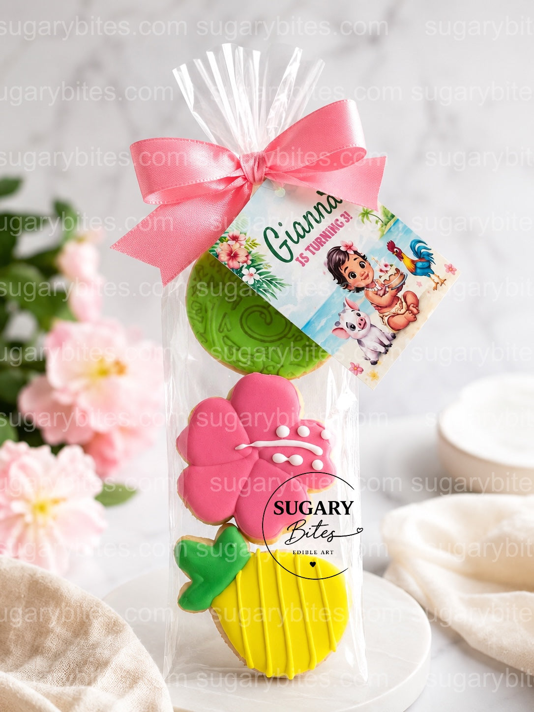 Moana-Inspired Mini Cookie Favor Bags – Set of 12 Personalized Birthday Favors | Island Princess Inspired | Tropical Island Birthday |