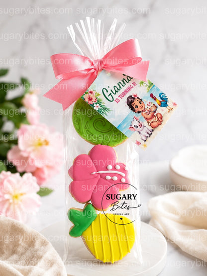 Moana-Inspired Mini Cookie Favor Bags – Set of 12 Personalized Birthday Favors | Island Princess Inspired | Tropical Island Birthday |