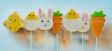 Load image into Gallery viewer, Easter Cookies, 12 LARGE COOKIES, Easter Cookies, Easter or Spring gift, party favors or any occasion!!!
