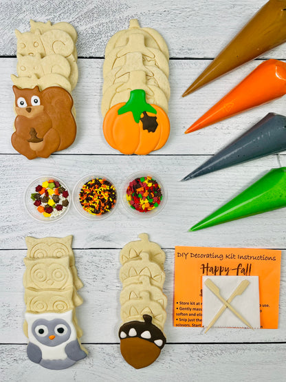 Fall Cookie Decorating Kit, Fall DIY Cookie Kit, ***INCLUDES 24 ITEMS***** Zoom Party Favors, Assorted Shaped Cookie Kit!