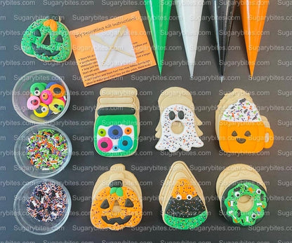 Halloween Cookie Decorating Kit, DIY Cookie Kit, (Large Cookies) ***INCLUDES 25 ITEMS*** With 4 Icing Bags & 4 Deluxe Sprinkle!