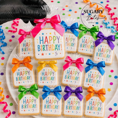 Happy Birthday Cookies – Set of 12 Printed 3” Birthday Cookie Favors, Individually Wrapped