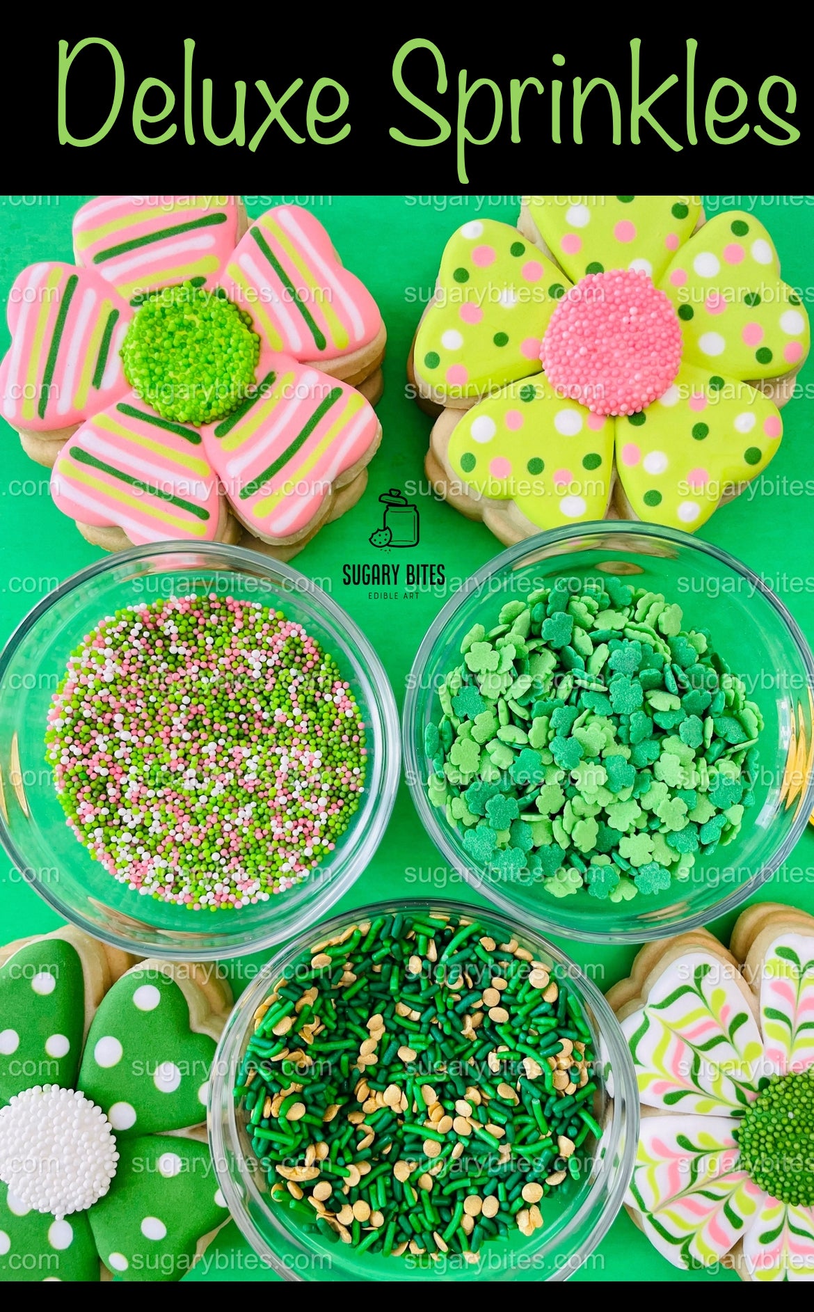 St Patrick’s Day Cookie Decorating Kit, St. Patrick’s Day DIY Cookie Kit, **INCLUDES 24 ITEMS** (Large Cookies), Included Deluxe Sprinkles