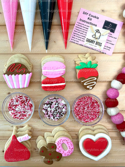Valentines Cookie Decorating Kit, Heart DIY Cookie Kit, **INCLUDES 24 ITEMS** (Large Cookies), Deluxe Sprinkles Included!!!