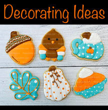 Load image into Gallery viewer, Fall Cookie Decorating Kit, ***INCLUDES 24 ITEMS*** (Large Cookies),Zoom Party Favors, W/ 4 Icing Bags and 3 Deluxe Sprinkles!
