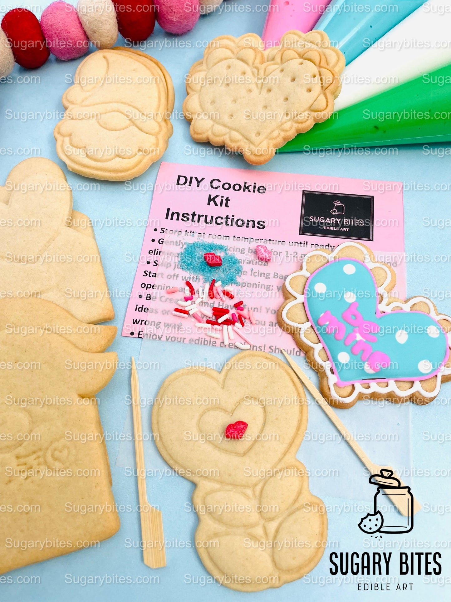 Valentine’s Day Cookie Decorating Kit, Heart DIY Cookie Kit, **INCLUDES 24 ITEMS** (Large Cookies), Deluxe Sprinkles Included!!!