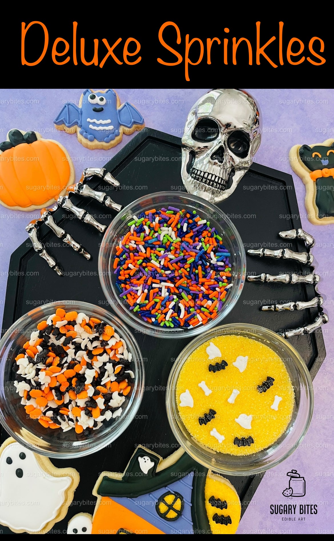 Halloween Cookie Decorating Kit, DIY Cookie Kit, (Large Cookies) ***INCLUDES 24 ITEMS*** With 4 Icing Bags & 3 Deluxe Sprinkle!!