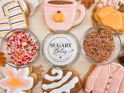 Fall Cookie Decorating Kit: 12 Cookies, 4 Ready-to-Use Royal Icing Bags, 3 Sprinkle Mixes; Thanksgiving Family & Classroom Activity Gift Set