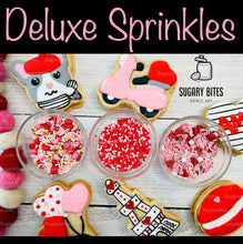 Load image into Gallery viewer, Valentines Cookie Decorating Kit, DIY Cookie Kit, **INCLUDES 25 ITEMS** (Large Cookies), Deluxe Sprinkles Included &amp; 5 Icing Bags!!
