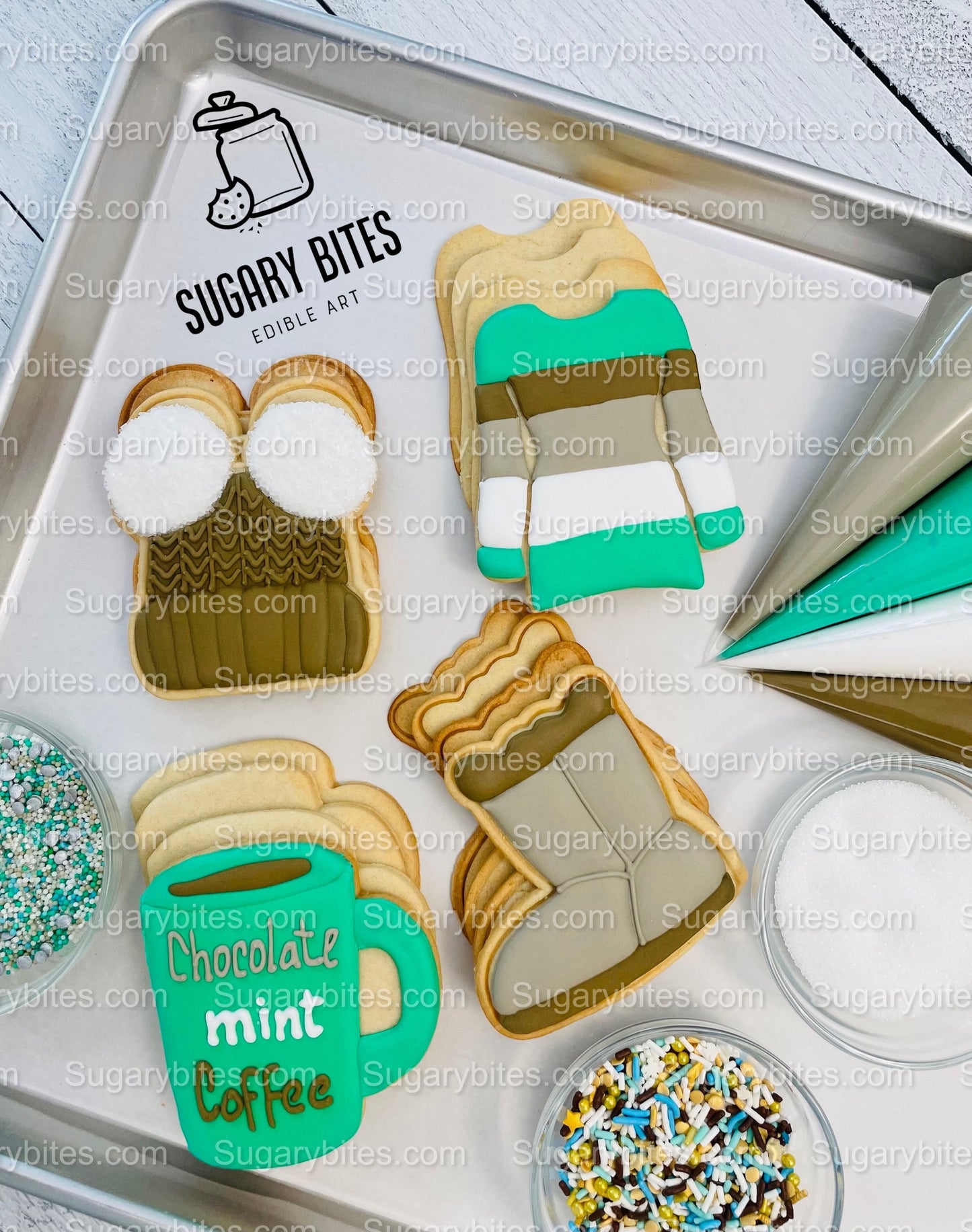 Winter Cookie Decorating Kit, Winter DIY Cookie Kit, (Large Cookies) ***INCLUDES 24 ITEMS*** With 4 Icing Bags & 3 Deluxe Sprinkle!!