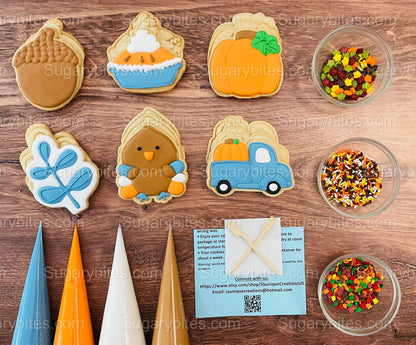 Fall Cookie Decorating Kit, Fall DIY Cookies Kit, (Large Cookies), **INCLUDES 24 ITEMS**, with 4 Icing Bags and 3 Sprinkles!