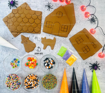Halloween Haunted House Cookie Decorating Kit, (Large Cookies), ***INCLUDES 35 ITEMS***With 5 Icing Bags & 16 different Deluxe Sprinkles
