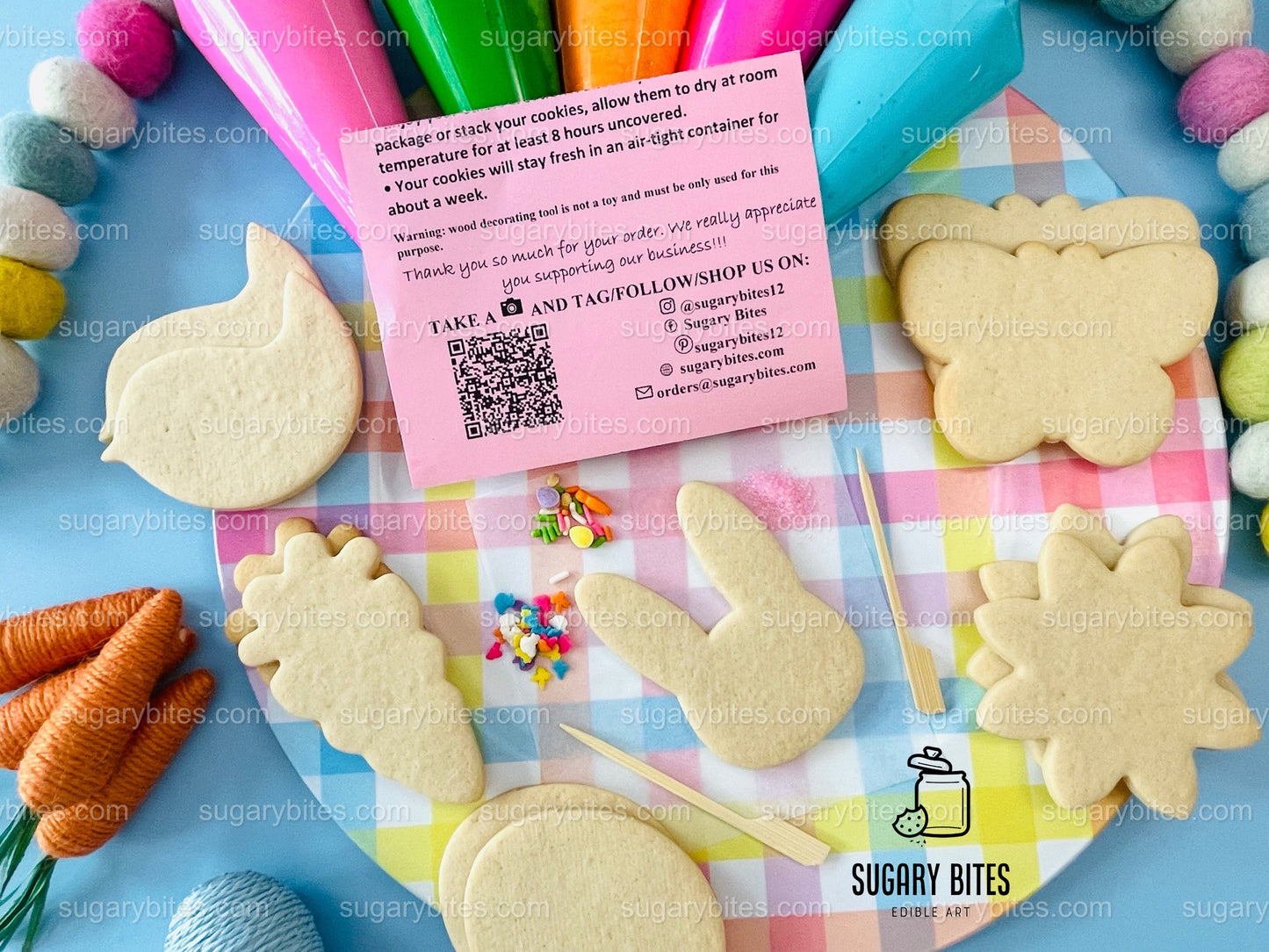 Easter Cookie Decorating Kit, DIY Spring Sugar Cookie Decorating Kit, **INCLUDES 24 ITEMS**, (Large Cookies)… with Deluxe Sprinkles!!!