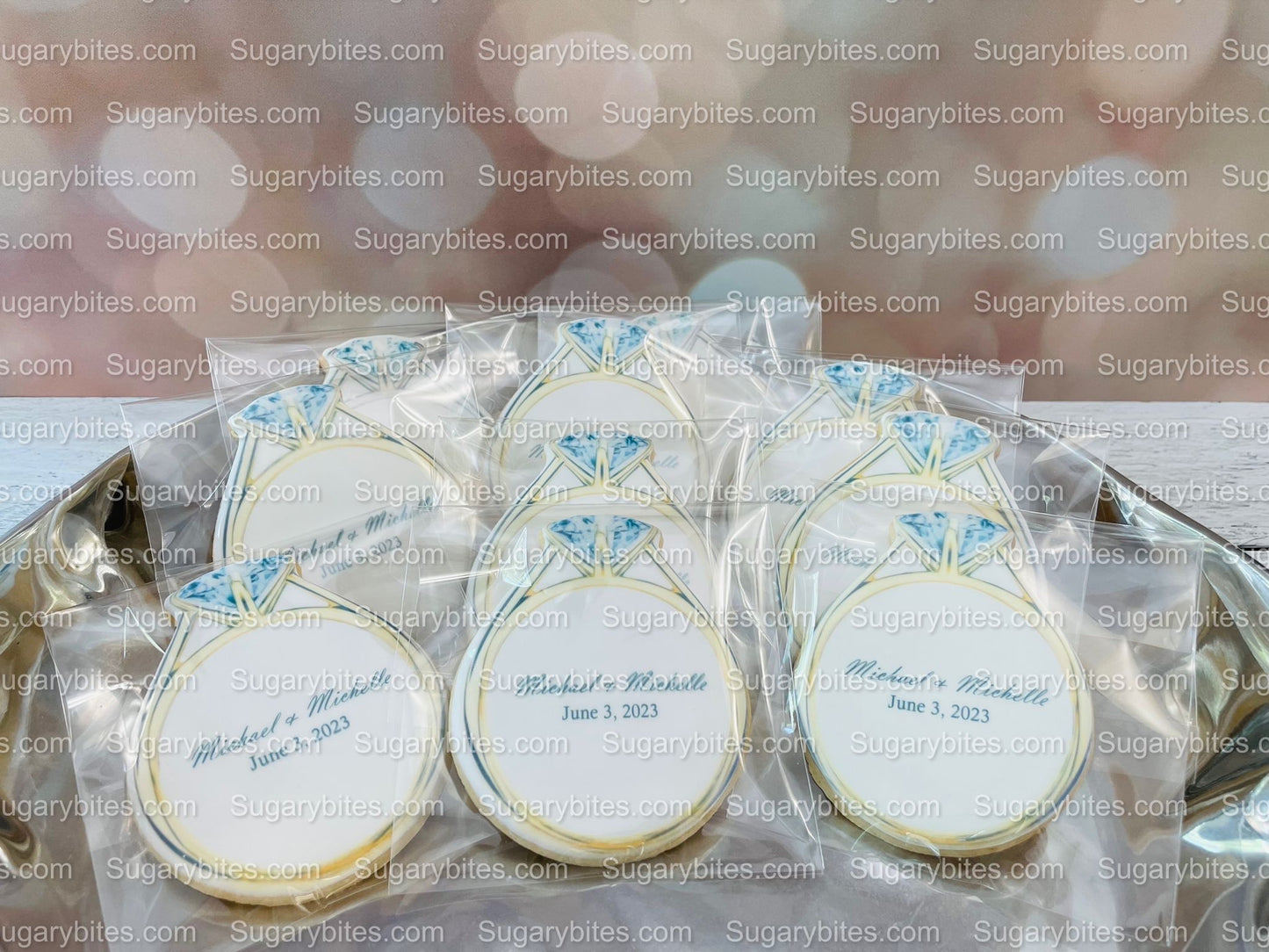 Wedding Ring Cookies,  Bridal Shower Cookies, **SET of 12 Cookies** Engagement Cookies, Bridal Party Gift, Bridal Flavors, Gourmet Fresh Cookies