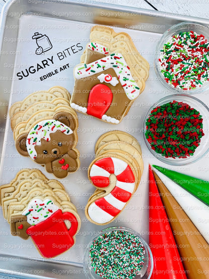Christmas Cookie Decorating Kit, Christmas DIY Cookie Kit, (Large Cookies), ***INCLUDES 24 ITEMS*** W/ 3 Deluxe Sprinkles and 4 Icing Bags.