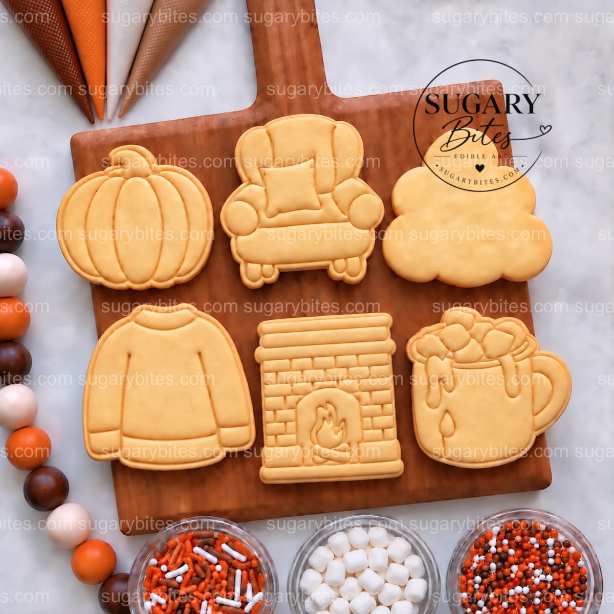 Fall Cookie Decorating Kit, Fall Cookies, 12 Undecorated Cookies, 4 Icing Bags, Sprinkles, Ready-to-Use DIY Activity