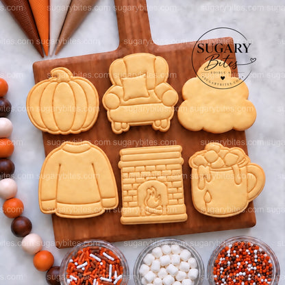 Fall Cookie Decorating Kit, Fall Cookies, 12 Undecorated Cookies, 4 Icing Bags, Sprinkles, Ready-to-Use DIY Activity