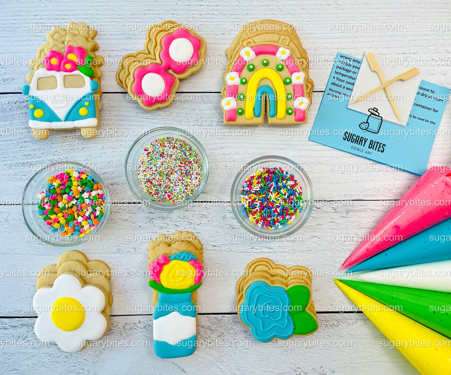Groovy Cookie Decorating Kit, Summer DIY Sugar Cookie Kit, **INCLUDES 25 ITEMS**, (Large Cookies)… with Deluxe Sprinkles!!!