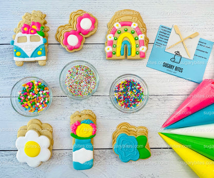 Groovy Cookie Decorating Kit, Summer DIY Sugar Cookie Kit, **INCLUDES 25 ITEMS**, (Large Cookies)… with Deluxe Sprinkles!!!