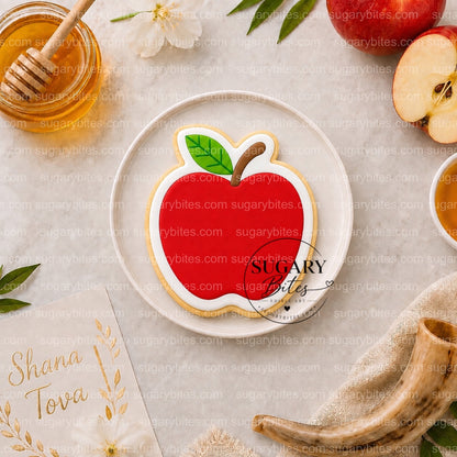 Rosh Hashanah Cookies Rosh Hashanah Printed Cookies – Set of 12 Large 4” Apple, Bee, Beehive & Star of David Cookies