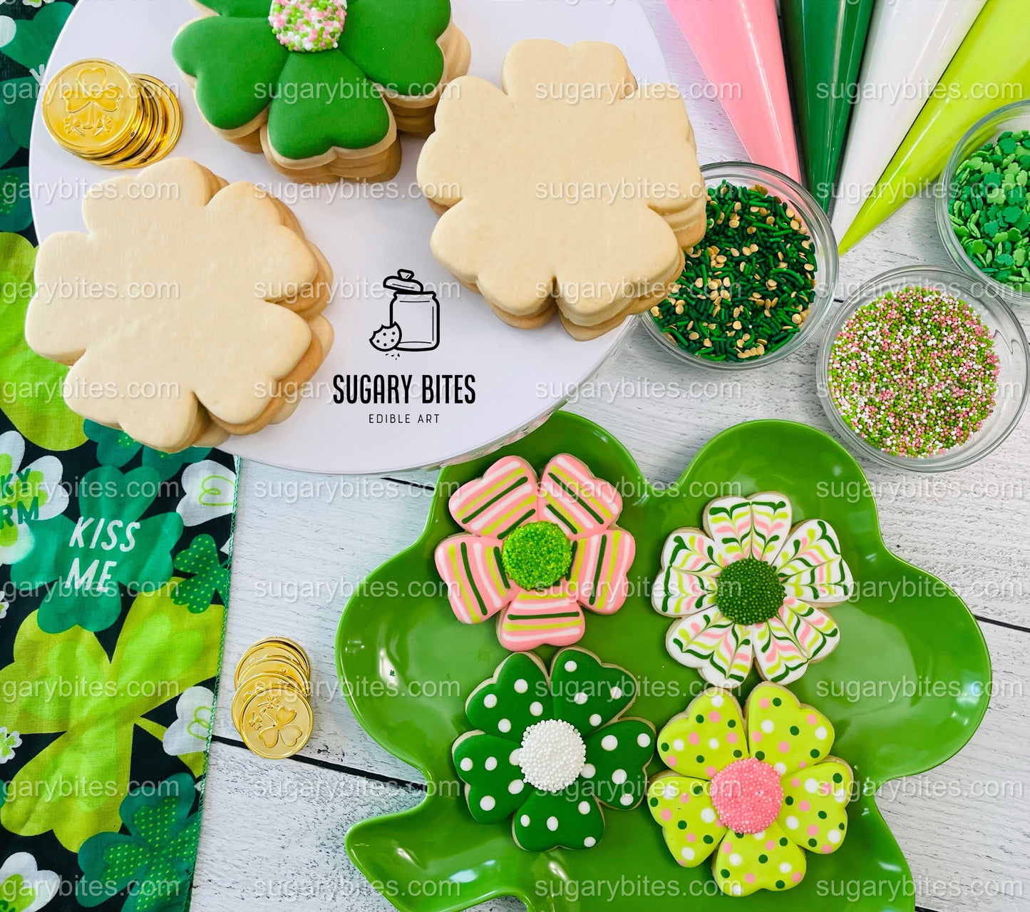 St Patrick’s Day Cookie Decorating Kit, St. Patrick’s Day DIY Cookie Kit, **INCLUDES 24 ITEMS** (Large Cookies), Included Deluxe Sprinkles