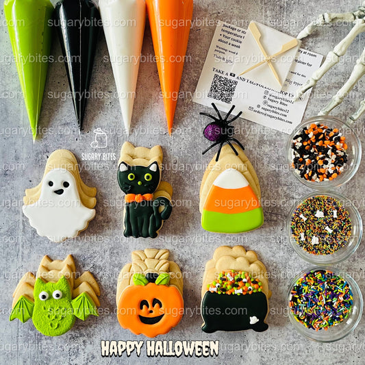 Halloween Cookie Decorating Kit, DIY Cookie Kit, (Large Cookies) ***INCLUDES 24 ITEMS*** With 4 Icing Bags & 3 Deluxe Sprinkle!!