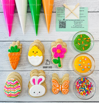 Easter Cookie Decorating Kit, DIY Spring Sugar Cookie Decorating Kit, **INCLUDES 24 ITEMS**, (Large Cookies)… with Free Bonus!!!