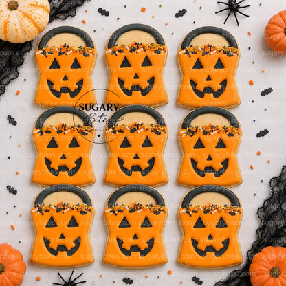 Halloween Pumpkin Cookie Favors – 12 Hand-Decorated Royal Icing Cookies | Individually Wrapped