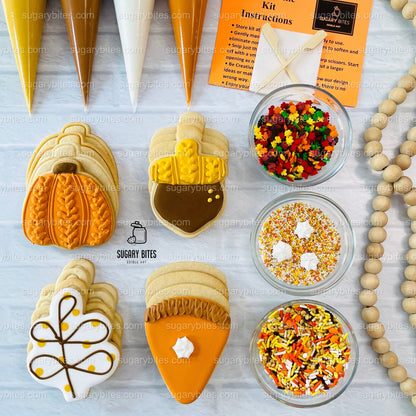 Fall Cookie Decorating Kit, ***INCLUDES 24 ITEMS*** Zoom Party Favors, Assorted Shaped Cookie Kit, (Large Cookies)
