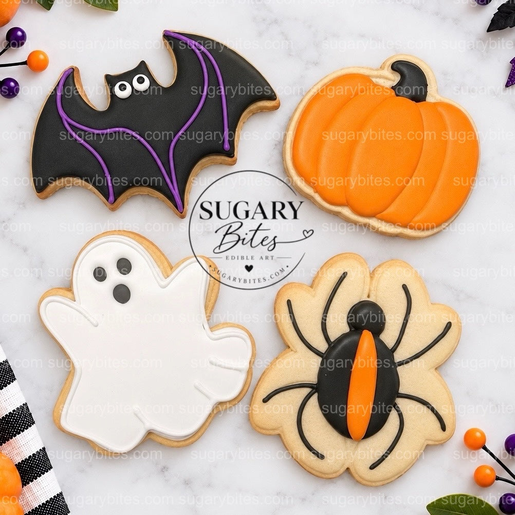Halloween Cookie Decorating Kit, 12 Large Cookies, Royal Icing, Sprinkles, DIY Family Activity