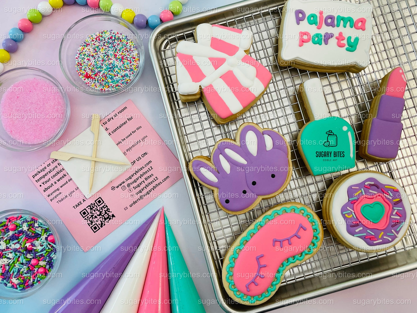 Pajama Party Cookie Decorating Kit, DIY Sleepover Sugar Cookie Kit, **INCLUDES 26 ITEMS**, (Large Cookies)… with Deluxe Sprinkles!!!