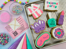 Load image into Gallery viewer, Pajama Party Cookie Decorating Kit, DIY Sleepover Sugar Cookie Kit, **INCLUDES 26 ITEMS**, (Large Cookies)… with Deluxe Sprinkles!!!
