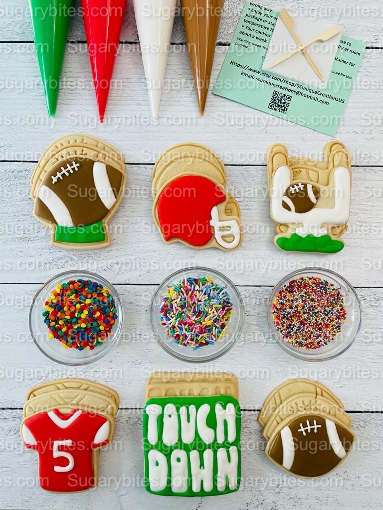 Super Bowl Cookie Decorating Kit, Sport DIY Sugar Cookie Decorating Kit, Baseball Cookie Kit, **INCLUDES 24 ITEMS**, (Large Cookies)