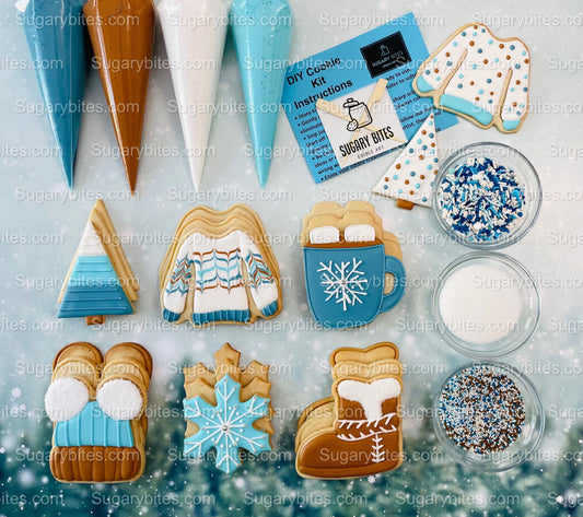 Winter Cookie Decorating Kit, Winter DIY Cookie Kit, (Large Cookies) ***INCLUDES 24 ITEMS*** With 4 Icing Bags & 3 Deluxe Sprinkle!!