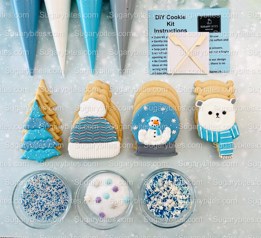 Winter Cookie Decorating Kit, Winter DIY Cookie Kit, (Large Cookies) ***INCLUDES 24 ITEMS*** With 4 Icing Bags & 3 Deluxe Sprinkle!!