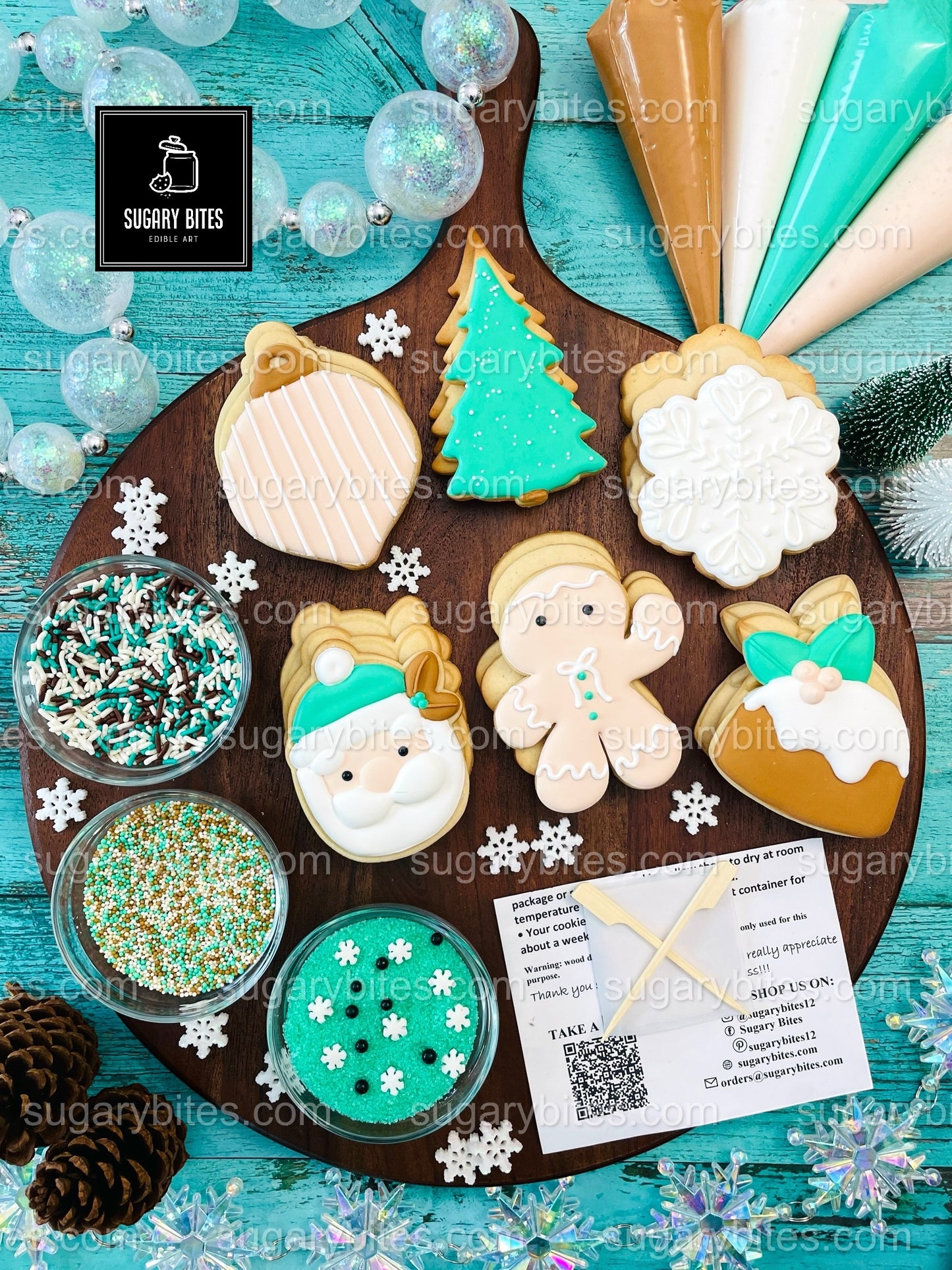 Winter Cookie Kit, Christmas Cookie Decorating Kit – DIY Holiday Sugar Cookies, (Large Cookies) ***INCLUDES 25 ITEMS*** With 5 Icing Bags & 3 Deluxe Sprinkle!!