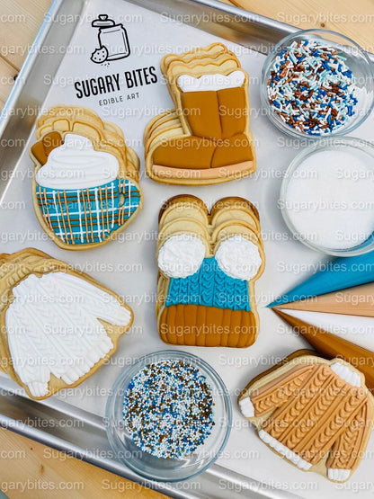 Winter Cookie Decorating Kit, Winter DIY Cookie Kit, (Large Cookies) ***INCLUDES 24 ITEMS*** With 4 Icing Bags & 3 Deluxe Sprinkle!